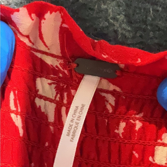 Free People Red Floral Wide Leg Jumpsuit Size S - Picture 7 of 7